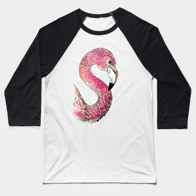 Flamingo Baseball T-Shirt by CasmahCreations